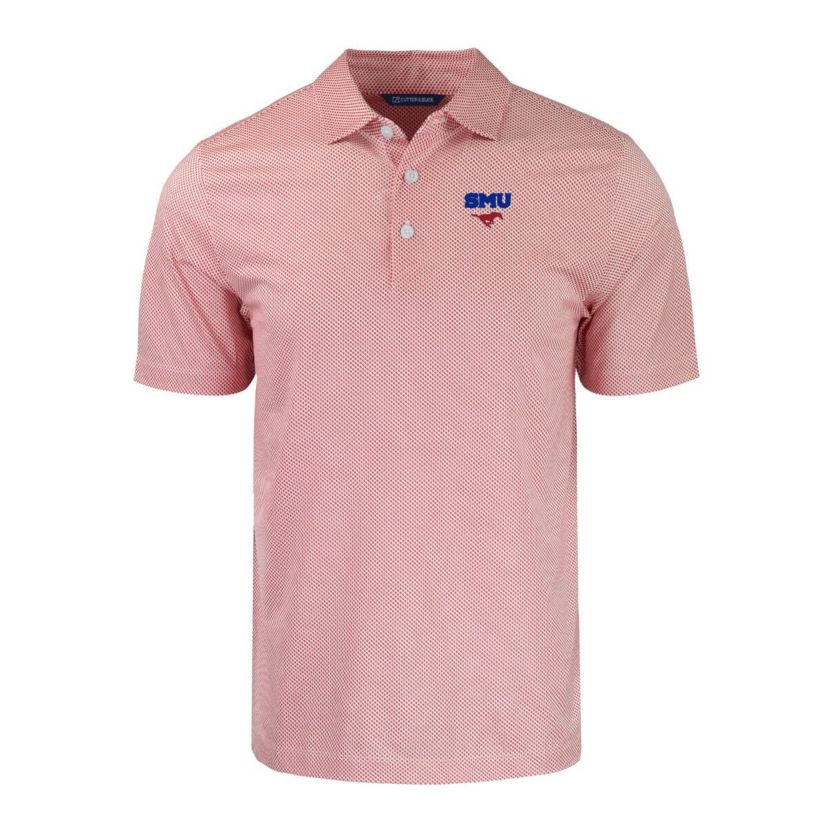 NCAA SMU Mustangs Pike Eco Symmetry Print Stretch Recycled Polo