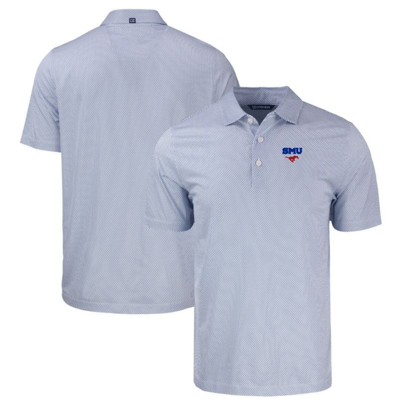 NCAA SMU Mustangs Pike Eco Symmetry Print Stretch Recycled Polo