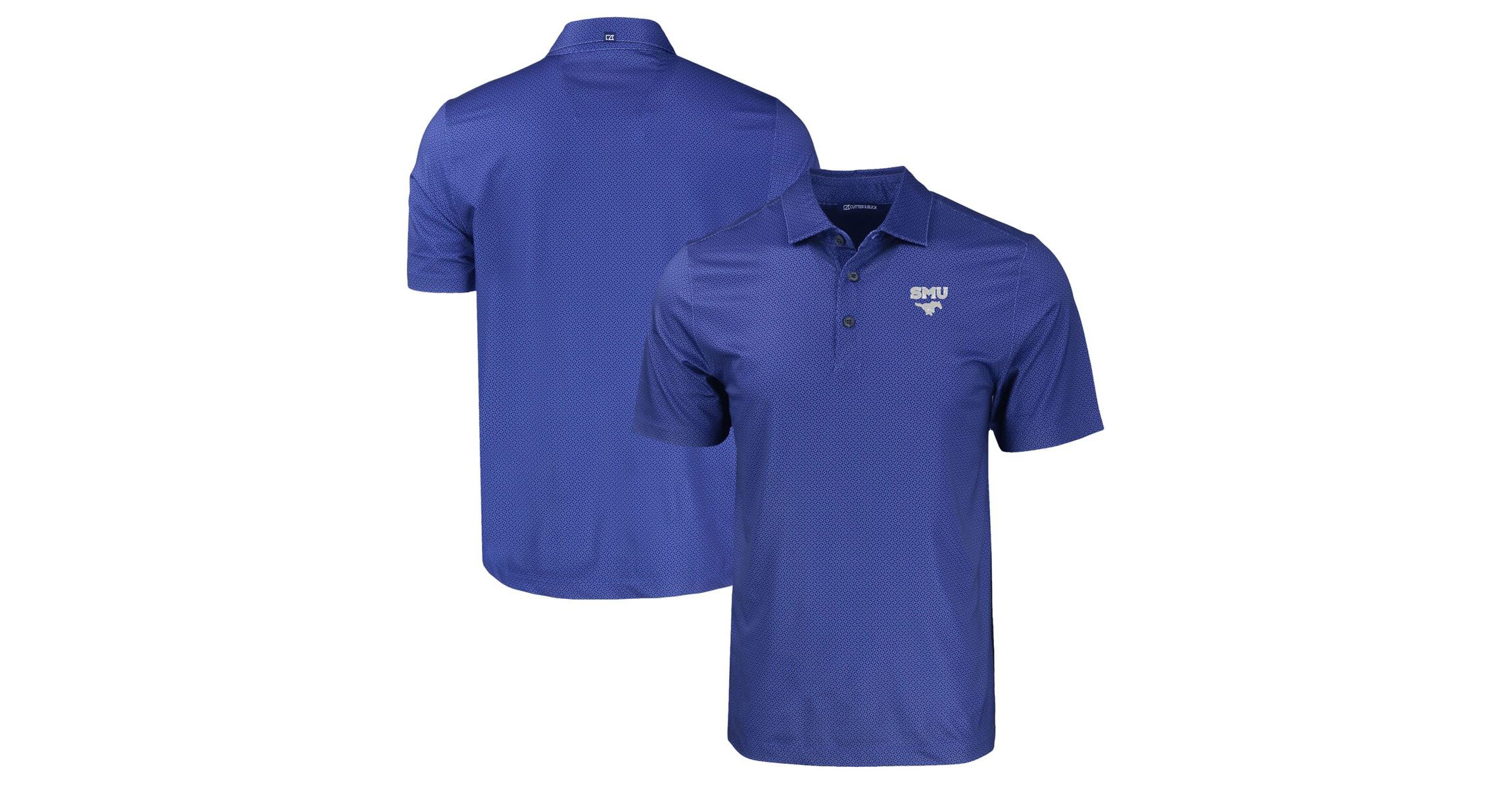 NCAA SMU Mustangs Pike Eco Tonal Geo Print Stretch Recycled Polo