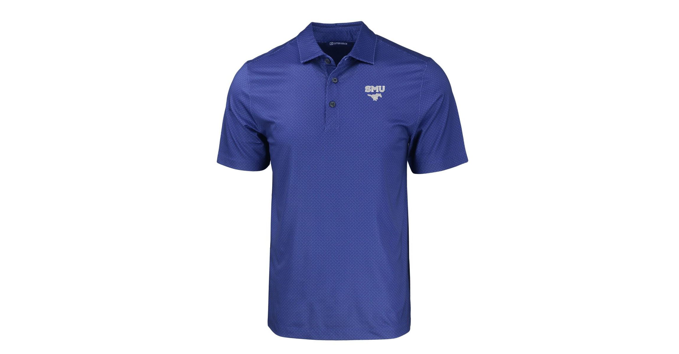 NCAA SMU Mustangs Pike Eco Tonal Geo Print Stretch Recycled Polo