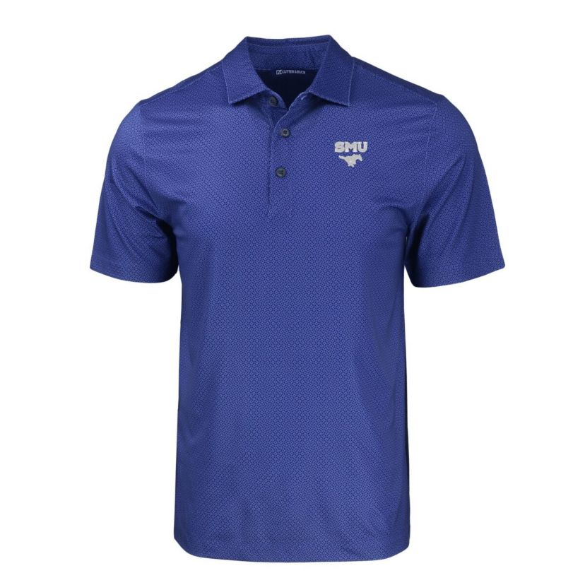 NCAA SMU Mustangs Pike Eco Tonal Geo Print Stretch Recycled Polo