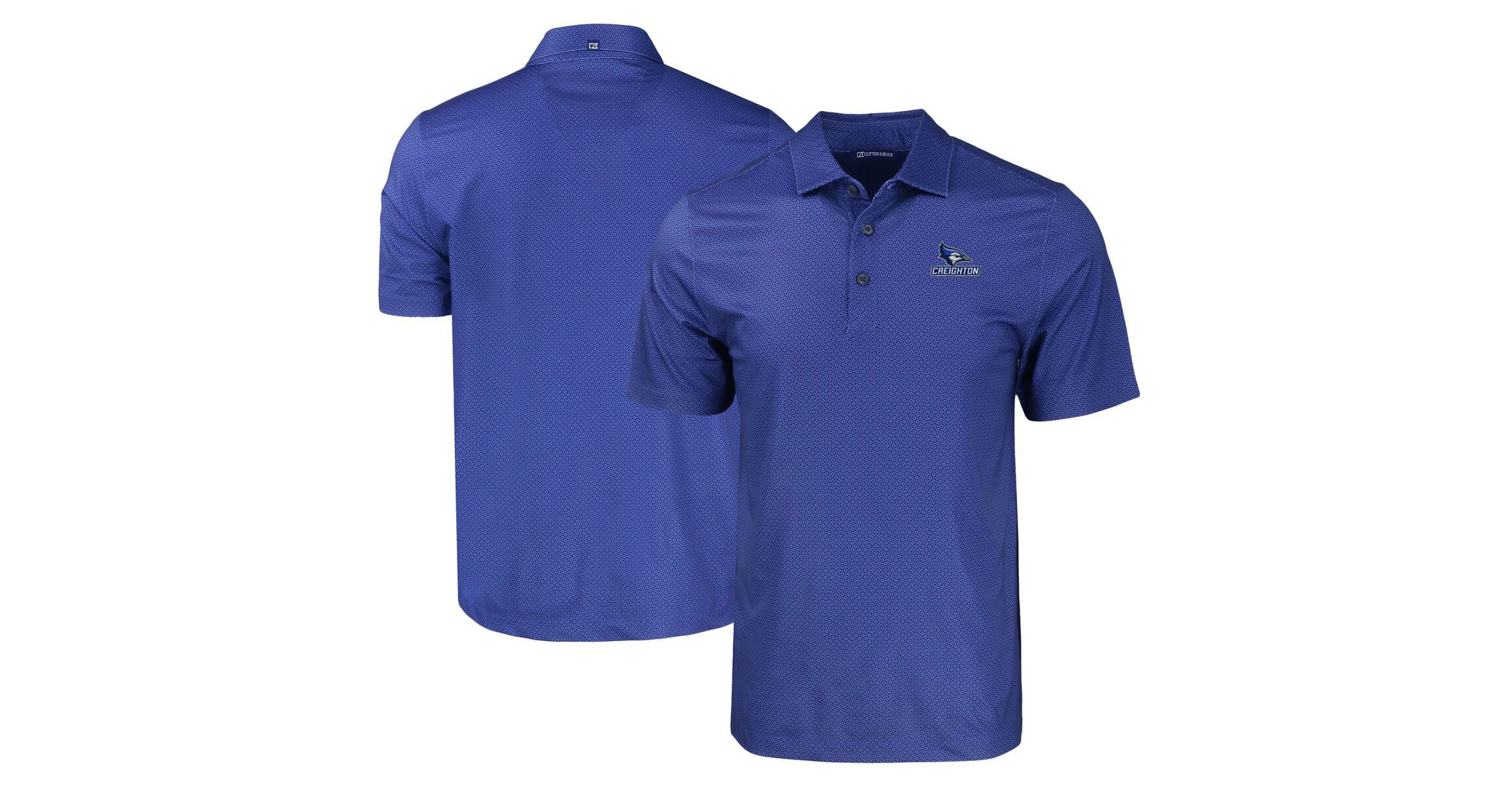 Creighton University Bluejays NCAA Creighton Bluejays Pike Eco Tonal Geo Print Stretch Recycled Polo