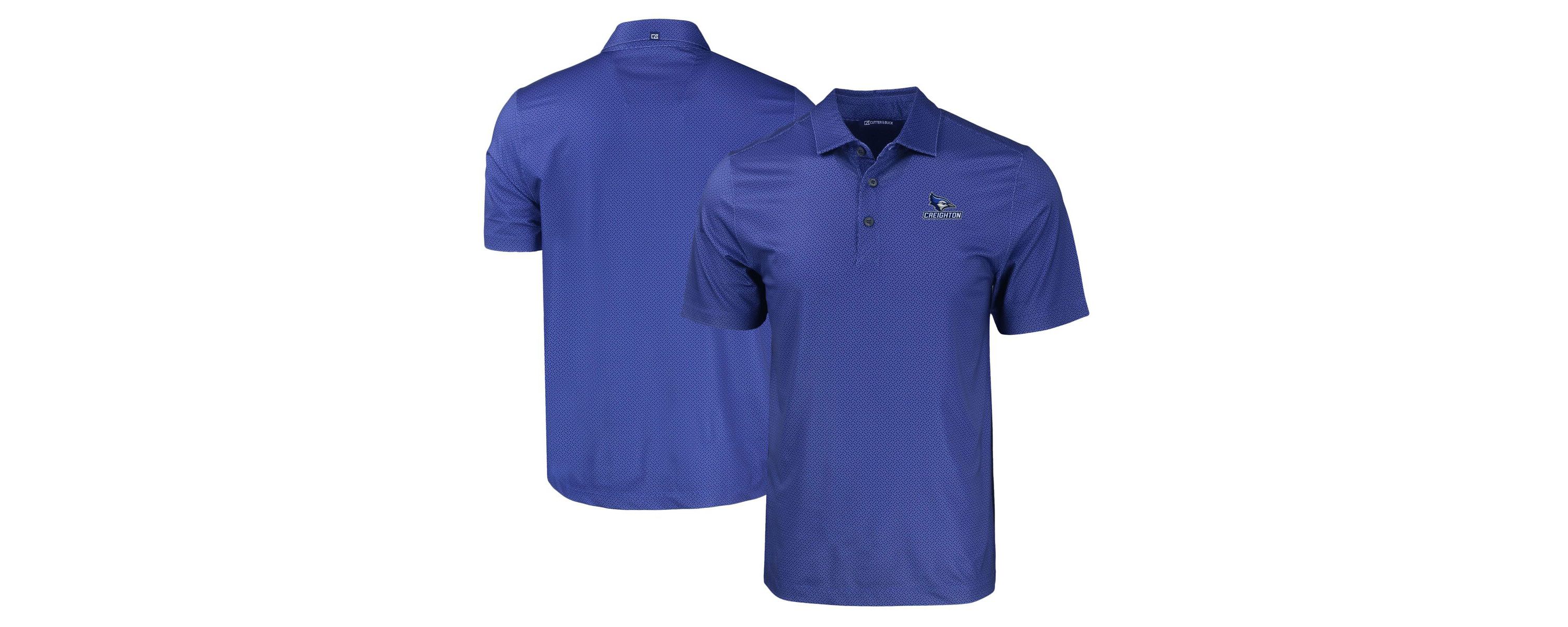 Creighton University Bluejays NCAA Creighton Bluejays Pike Eco Tonal Geo Print Stretch Recycled Polo