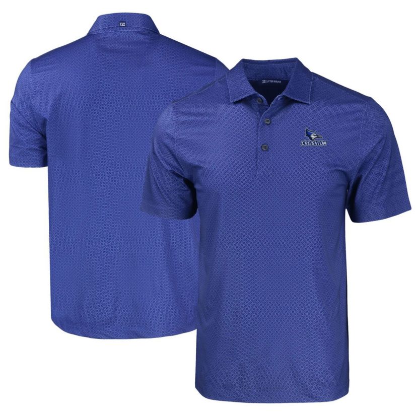 Creighton University Bluejays NCAA Creighton Bluejays Pike Eco Tonal Geo Print Stretch Recycled Polo