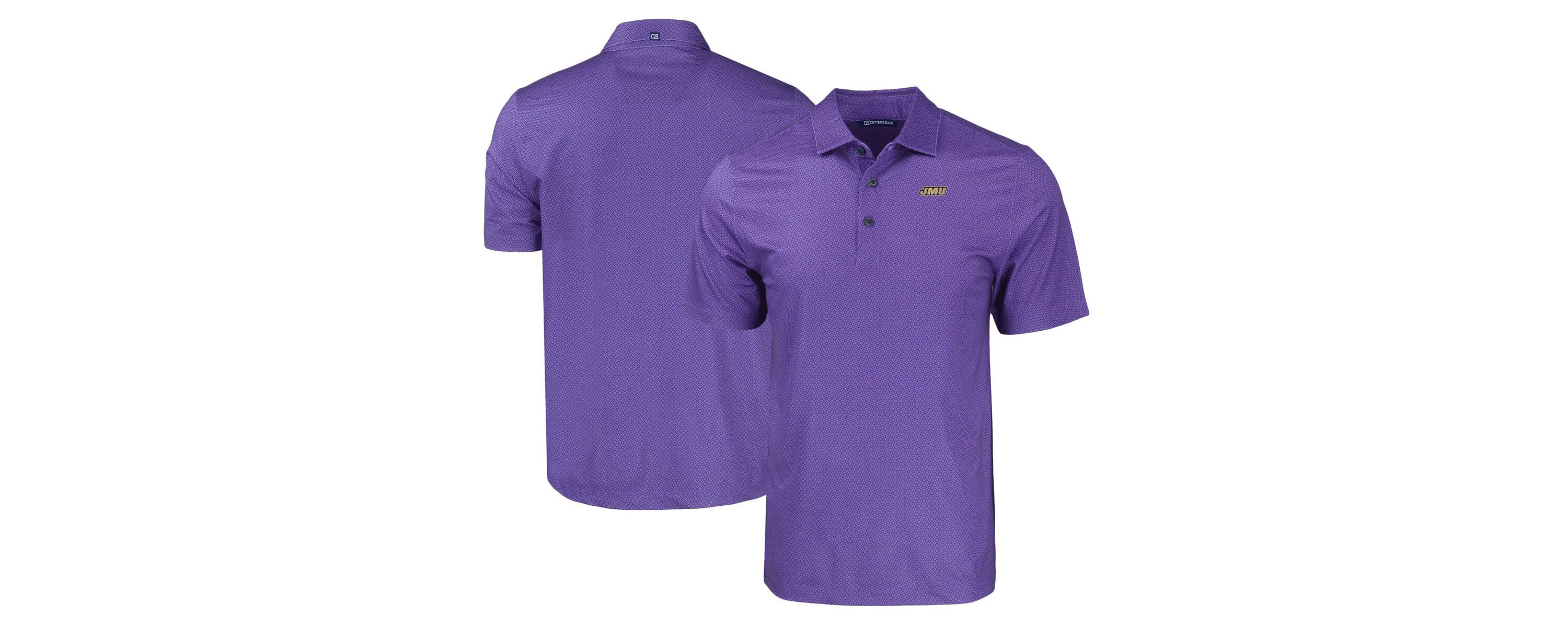NCAA James Madison Dukes Pike Eco Tonal Geo Print Stretch Recycled Polo