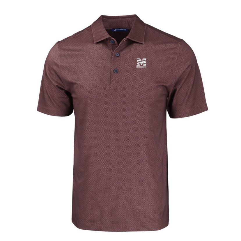 Morehouse Maroon Tigers NCAA Morehouse Tigers Pike Eco Tonal Geo Print Stretch Recycled Polo