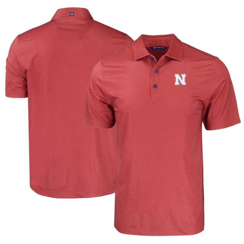 NCAA Nebraska Huskers Pike Eco Tonal Geo Print Stretch Recycled Polo