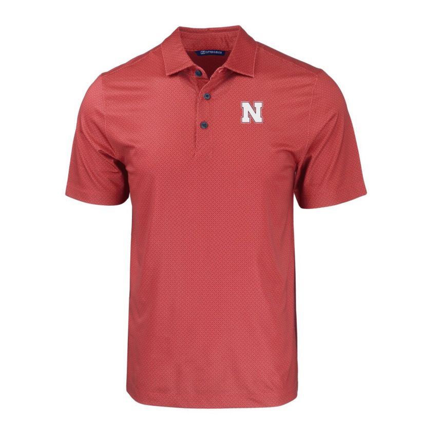 NCAA Nebraska Huskers Pike Eco Tonal Geo Print Stretch Recycled Polo