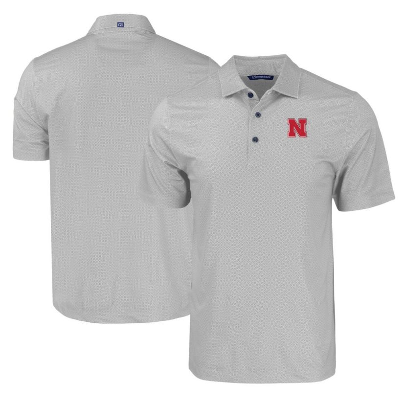 NCAA Nebraska Huskers Pike Eco Tonal Geo Print Stretch Recycled Polo