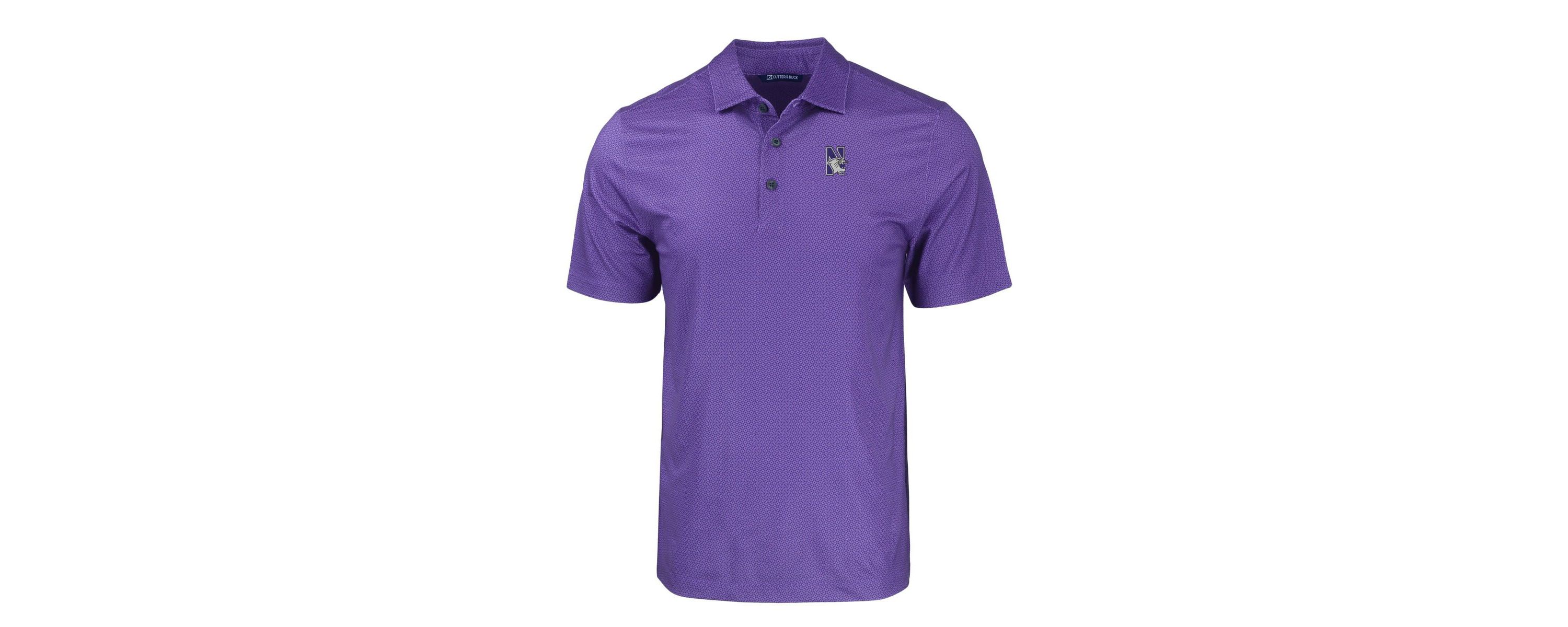 NCAA Northwestern Wildcats Pike Eco Tonal Geo Print Stretch Recycled Polo