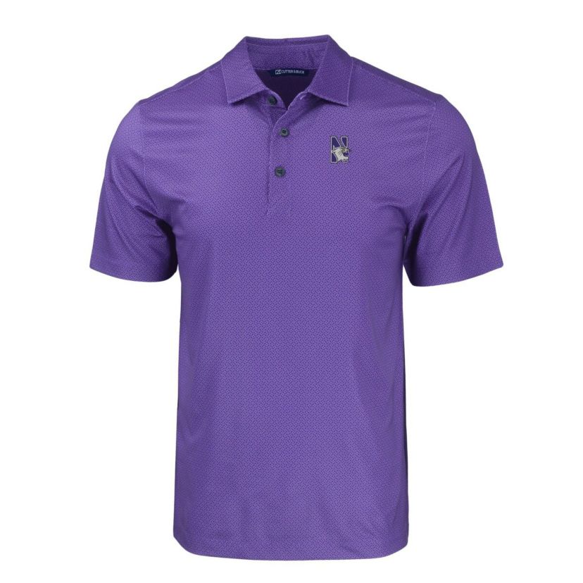 NCAA Northwestern Wildcats Pike Eco Tonal Geo Print Stretch Recycled Polo