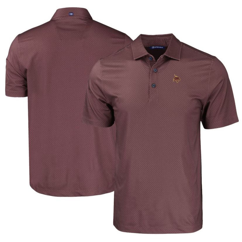 NCAA Texas State Bobcats Pike Eco Tonal Geo Print Stretch Recycled Polo