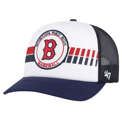 '47 Men's Boston Red Sox MLB White/Navy Boston Sox Cooperstown Collection Wax Pack Express Trucker Adjustable Hat, Navy Blue