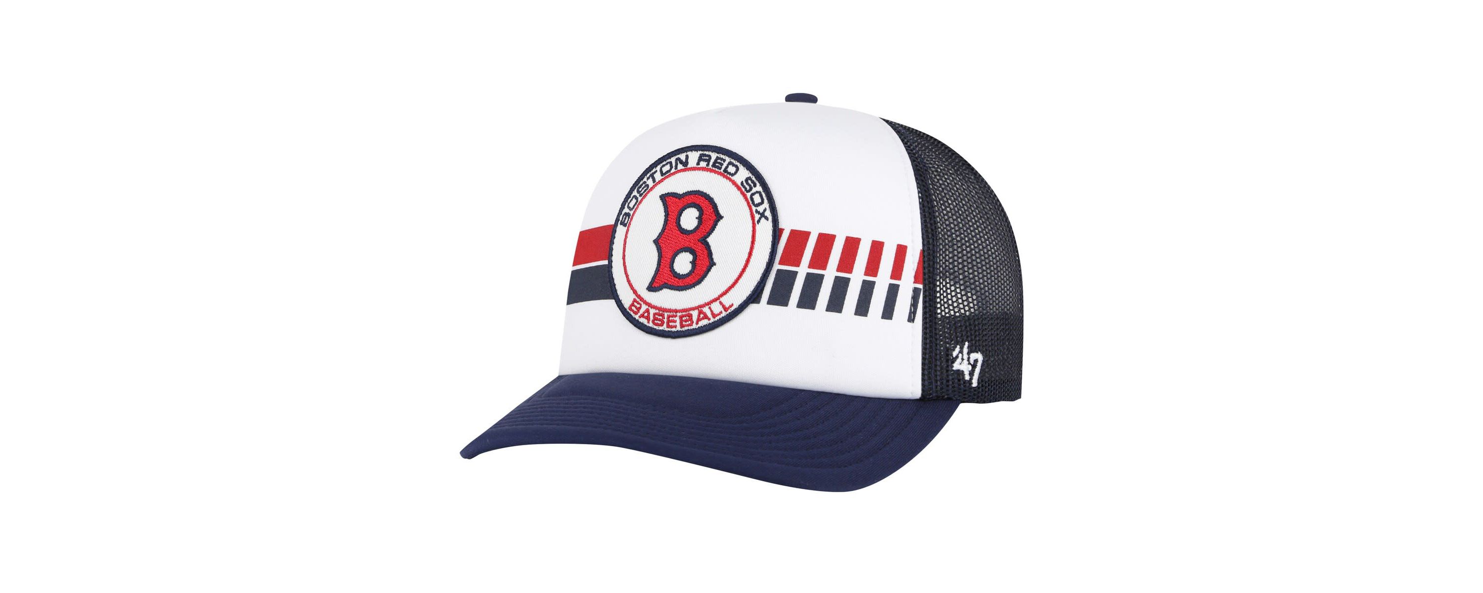 Boston Red Sox MLB White/Navy Boston Sox Cooperstown Collection Wax Pack Express Trucker Adjustable Hat