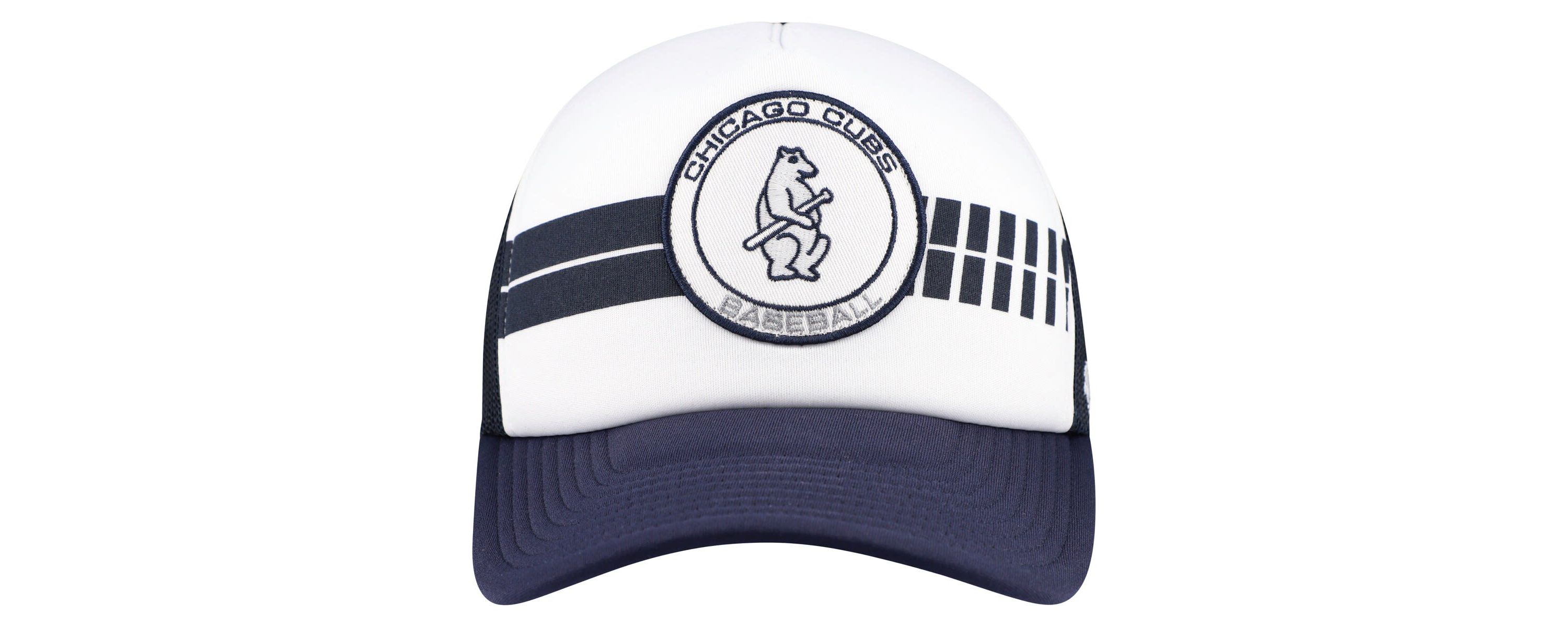 MLB White/Navy Chicago Cubs Cooperstown Collection Wax Pack Express Trucker Adjustable Hat