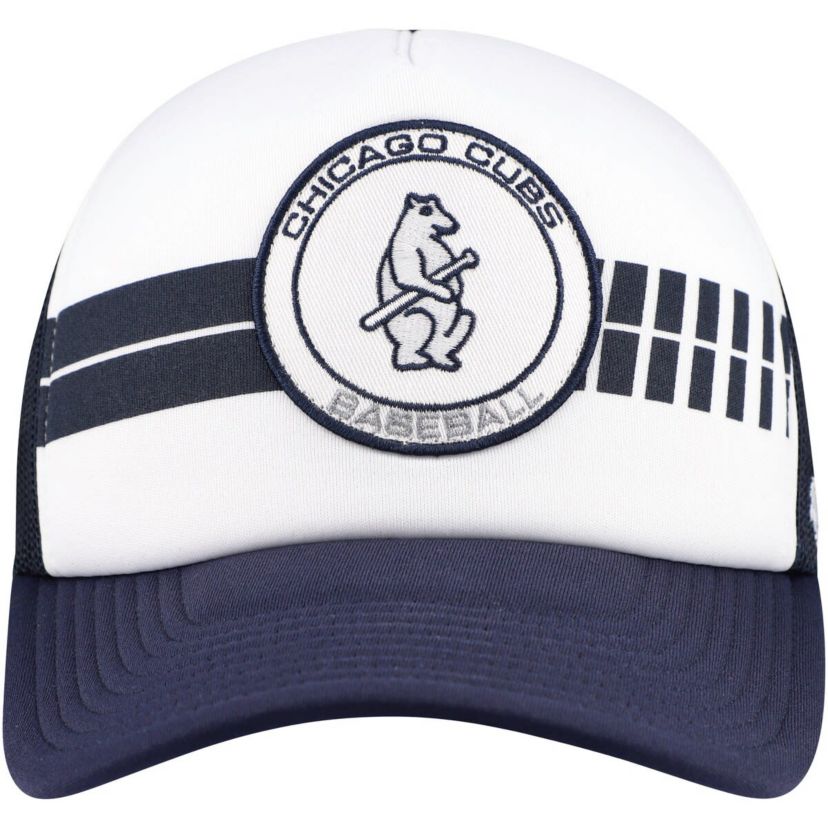 MLB White/Navy Chicago Cubs Cooperstown Collection Wax Pack Express Trucker Adjustable Hat