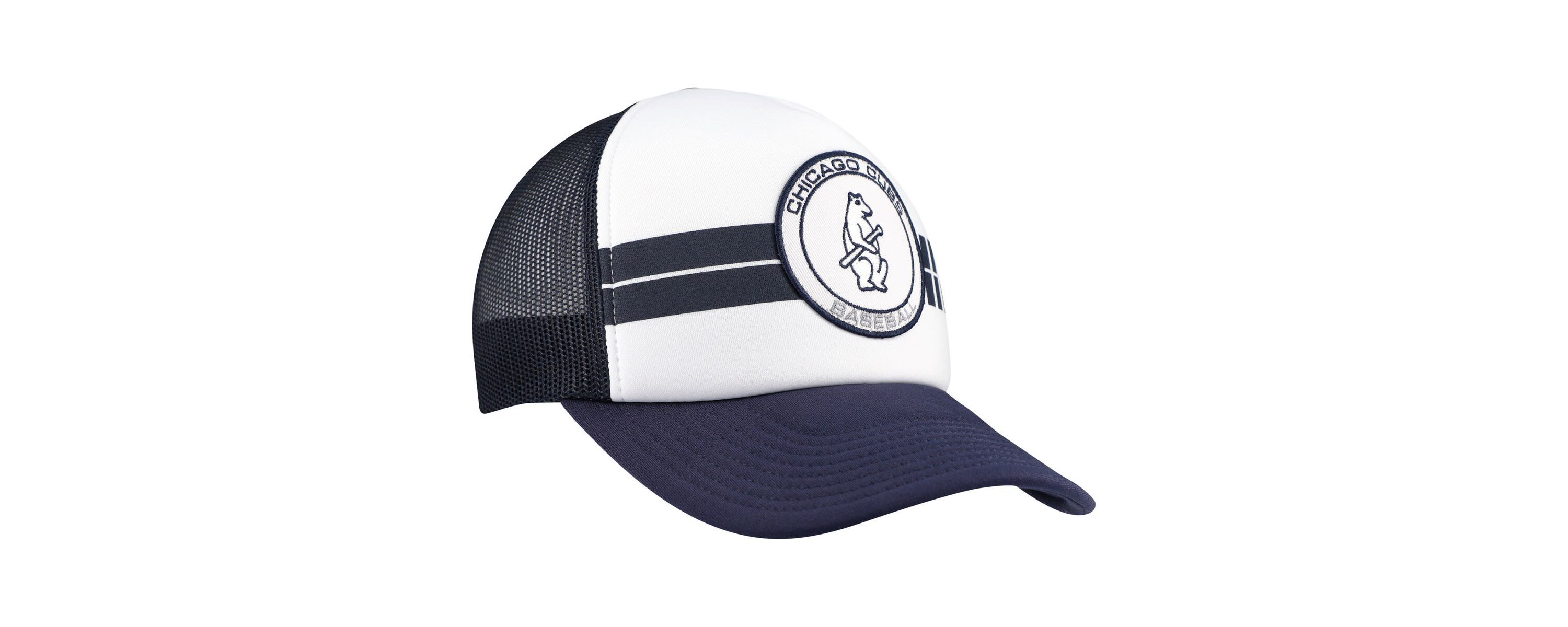 MLB White/Navy Chicago Cubs Cooperstown Collection Wax Pack Express Trucker Adjustable Hat