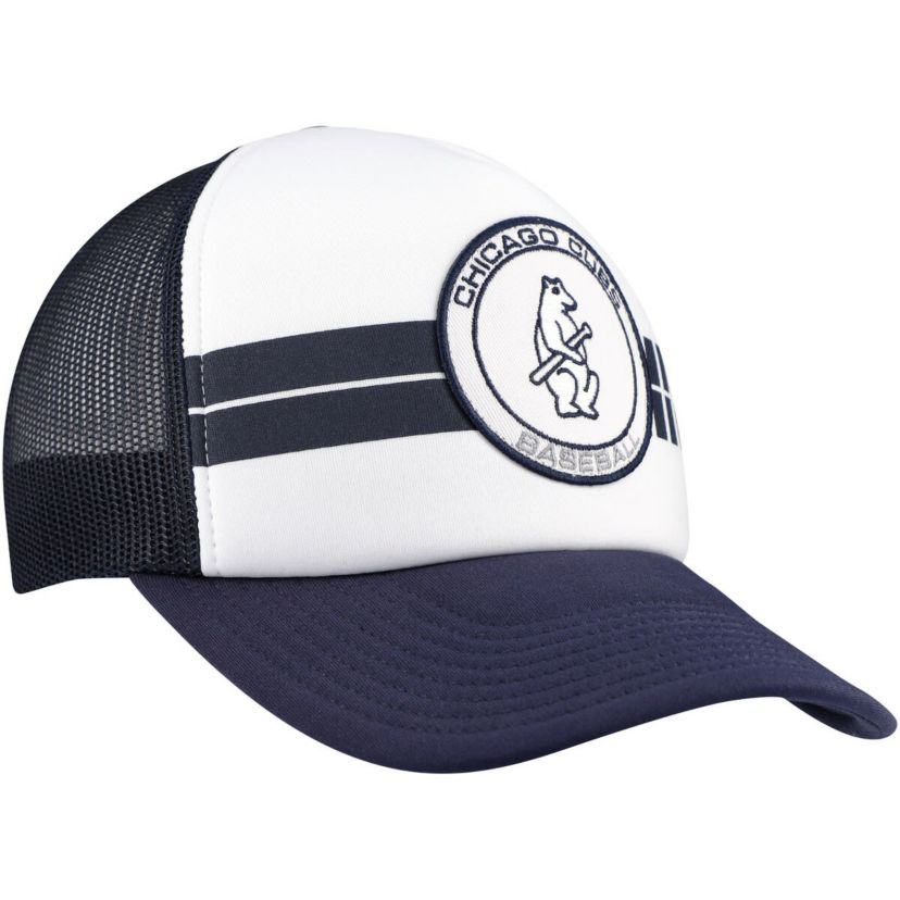 MLB White/Navy Chicago Cubs Cooperstown Collection Wax Pack Express Trucker Adjustable Hat