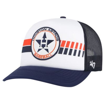 '47 Men's MLB White/Navy Houston Astros Cooperstown Collection Wax Pack Express Trucker Adjustable Hat, Navy Blue