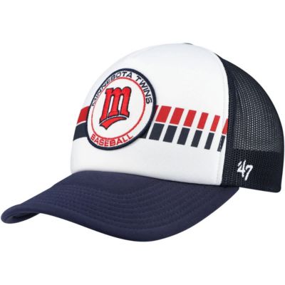 '47 Men's MLB White/Navy Minnesota Twins Cooperstown Collection Wax Pack Express Trucker Adjustable Hat, Navy Blue