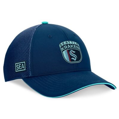 Mens NHL Fanatics Deep Sea Seattle Kraken 2024 NHL Draft On Stage Trucker Adjustable Hat
