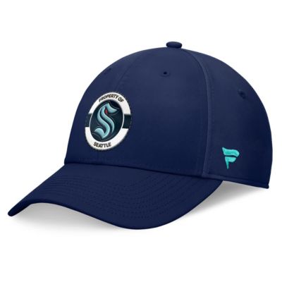 Men's NHL Fanatics Deep Sea Seattle Kraken Authentic Pro Training Camp Flex Hat, Navy Blue, Small