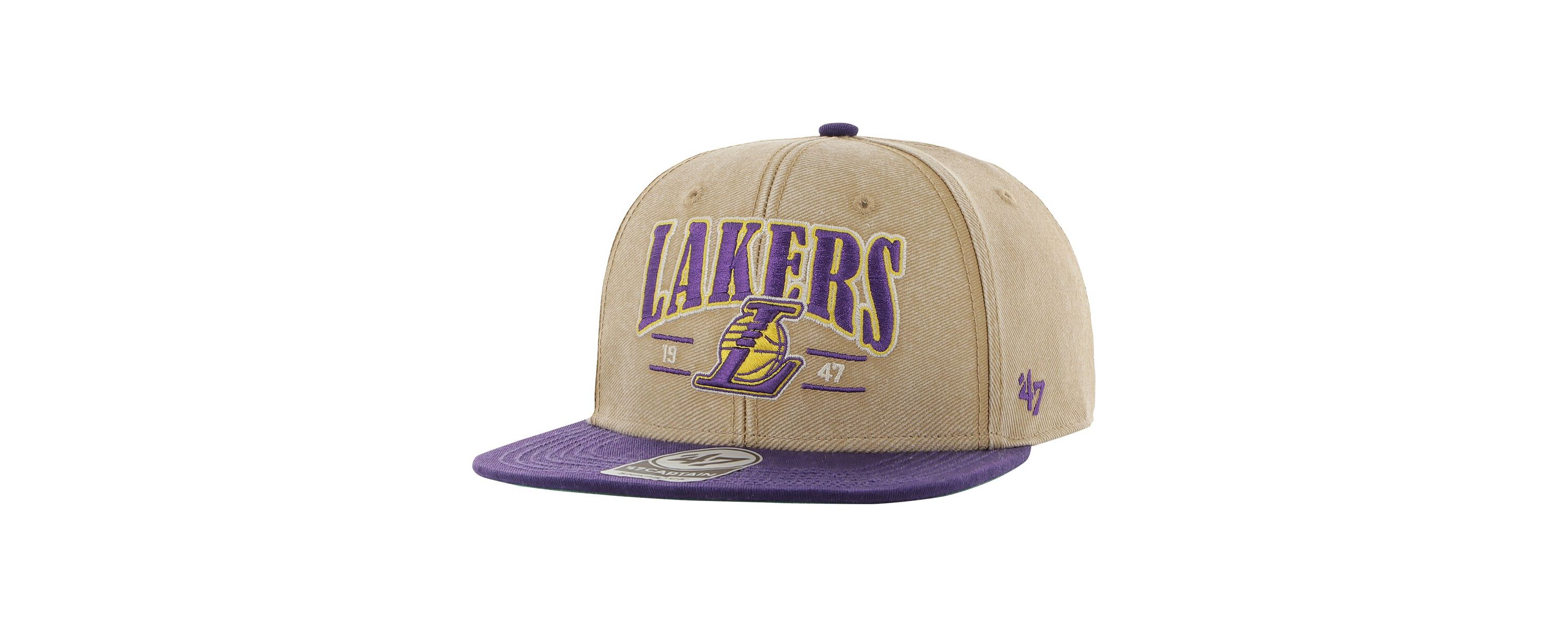 NBA Khaki/Purple Los Angeles Lakers Chilmark Captain Snapback Hat