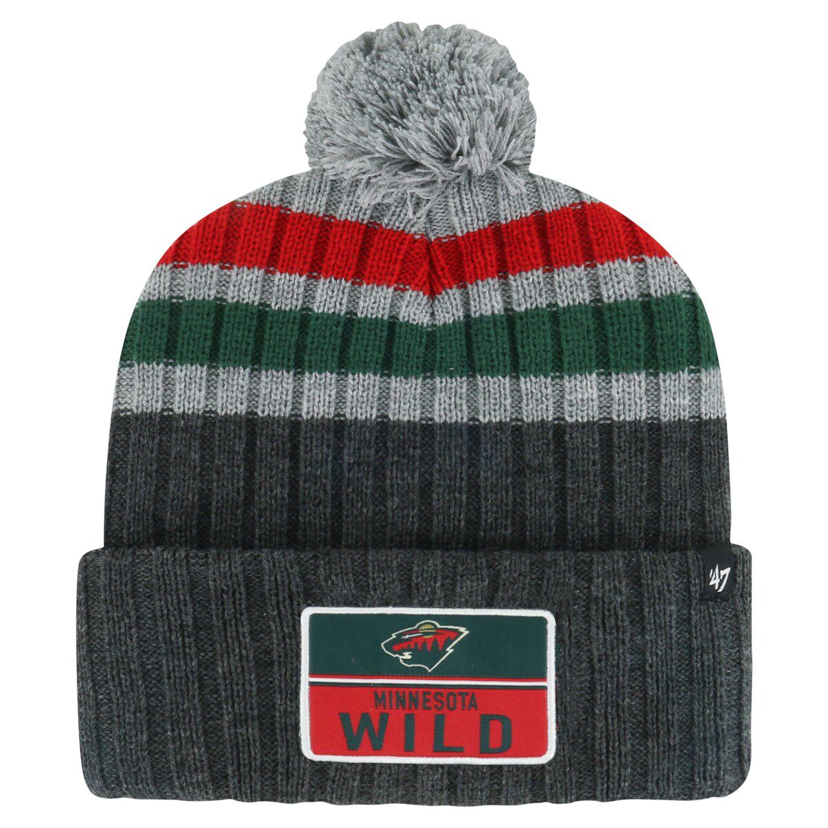 NHL Minnesota Wild Stack Patch Cuffed Knit Hat with Pom