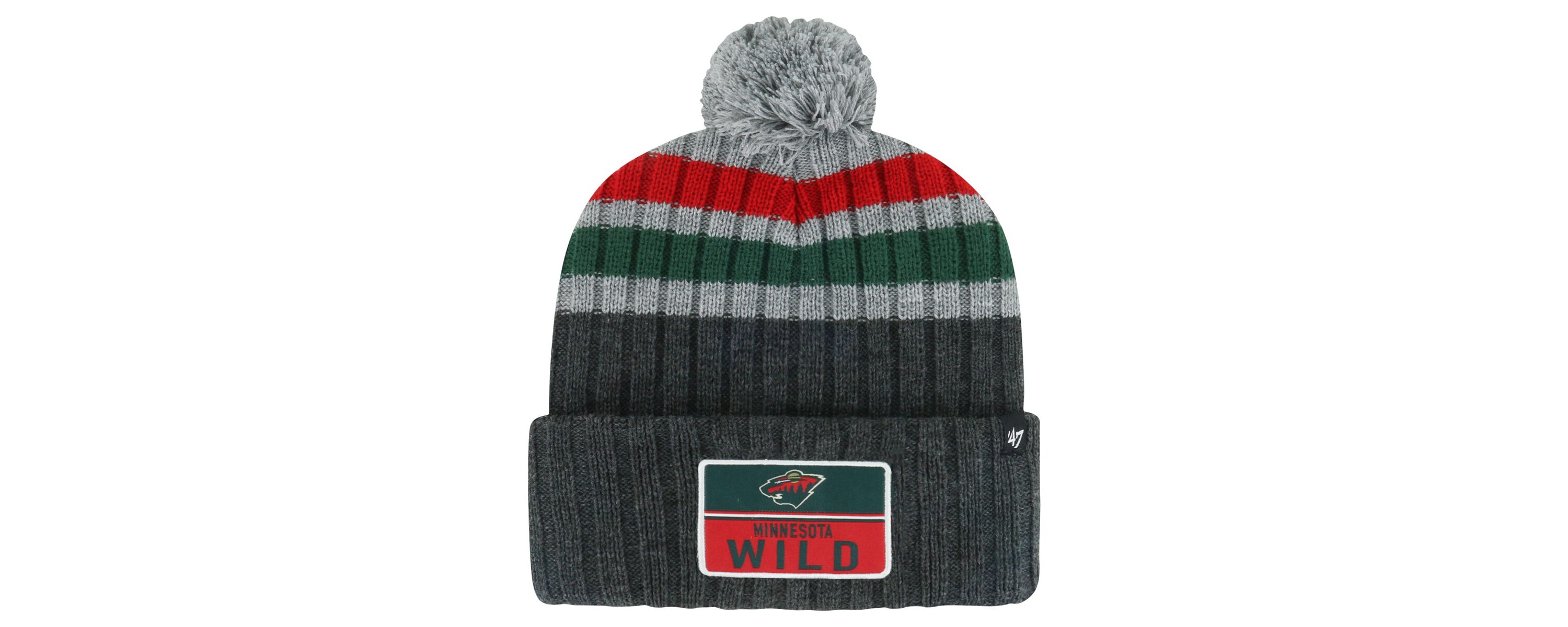 NHL Minnesota Wild Stack Patch Cuffed Knit Hat with Pom