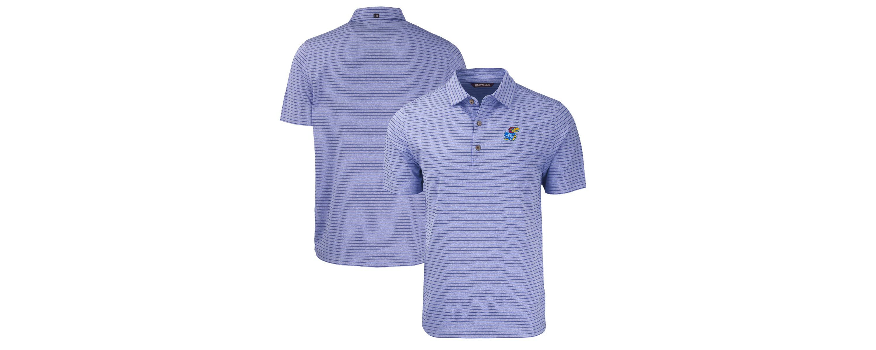 NCAA Kansas Jayhawks Big & Tall Forge Eco Stripe Stretch Recycled Polo