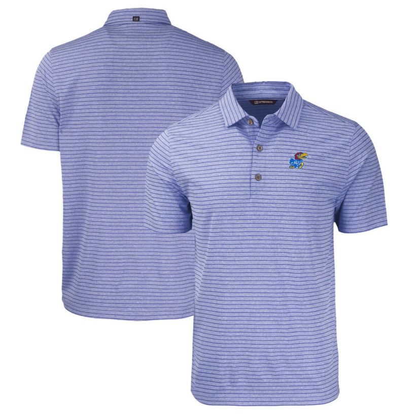 NCAA Kansas Jayhawks Big & Tall Forge Eco Stripe Stretch Recycled Polo