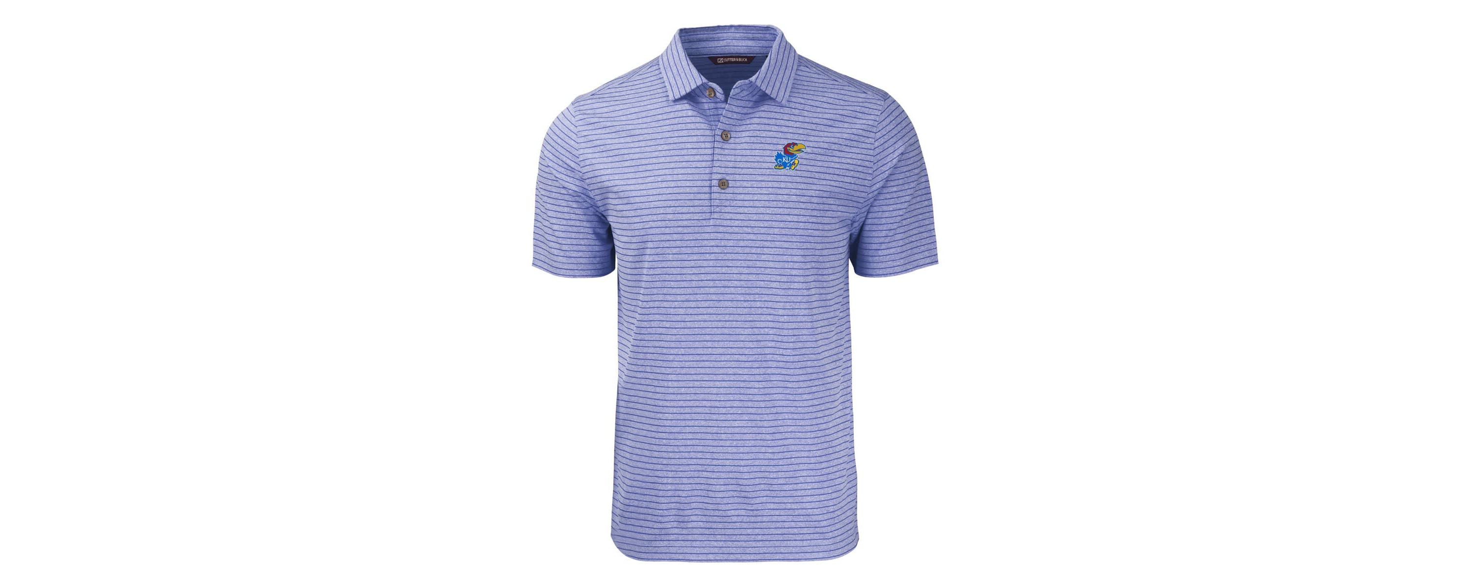 NCAA Kansas Jayhawks Big & Tall Forge Eco Stripe Stretch Recycled Polo