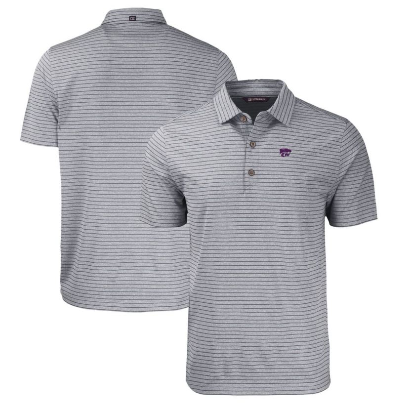 NCAA Kansas State Wildcats Big & Tall Forge Eco Stripe Stretch Recycled Polo