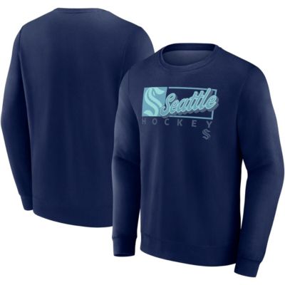 Men's NHL Fanatics Deep Sea Seattle Kraken Focus Fleece Pullover Sweatshirt, Navy Blue, Medium