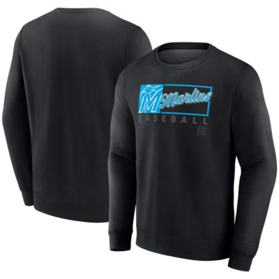Men's MLB Fanatics Miami Marlins Focus Fleece Pullover Sweatshirt, Black, 2XL