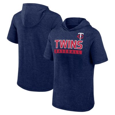 Men's MLB Fanatics Minnesota Twins Push Short Sleeve Pullover Hoodie, Navy Blue, Small