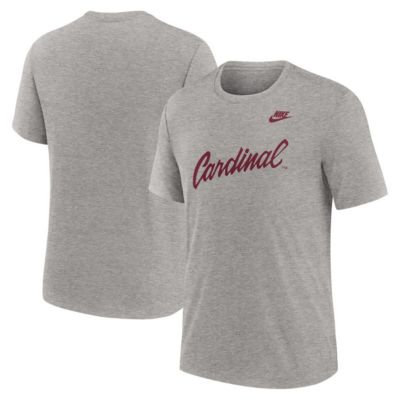 Men's Stanford Cardinal NCAA Nike Stanford Blitz Legacy Primary Tri-Blend T-Shirt, Gray, 2XL