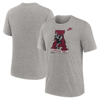 Men's Alabama Crimson Tide NCAA Nike Alabama Tide Blitz Legacy Primary Tri-Blend T-Shirt, Gray, 2XL