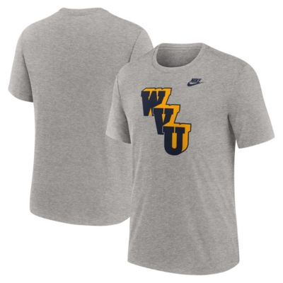 Men's NCAA Nike West Virginia Mountaineers Blitz Legacy Primary Tri-Blend T-Shirt, Gray, 2XL