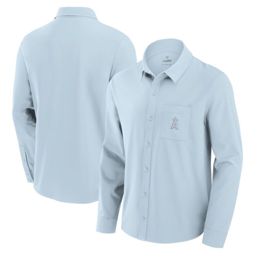 MLB Fanatics Light Los Angeles Angels Front Office Long Sleeve Button-Up Shirt