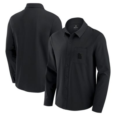 Men's MLB Fanatics St. Louis Cardinals Front Office Long Sleeve Button-Up Shirt, Black, 3XL