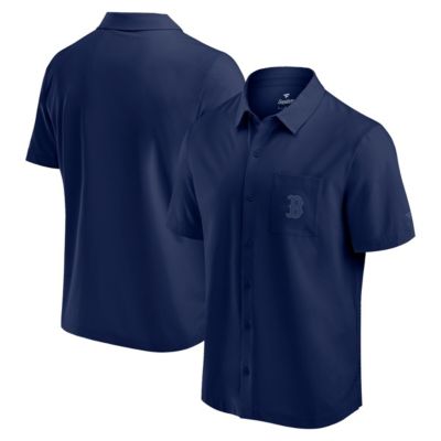Men's Boston Red Sox MLB Fanatics Boston Sox Front Office Button-Up Shirt, Navy Blue, Medium