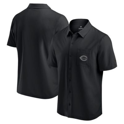 Men's MLB Fanatics Cincinnati Reds Front Office Button-Up Shirt, Black, Large