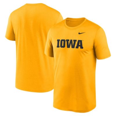 Men's NCAA Nike Iowa Hawkeyes Primetime Legend Wordmark T-Shirt, Gold, 2XL