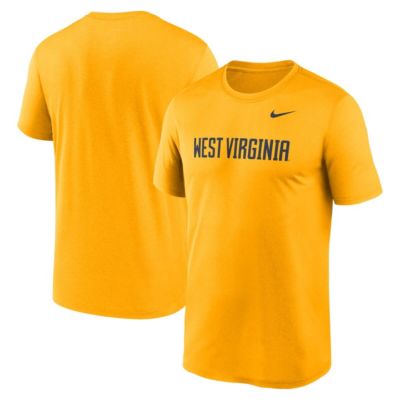 Men's NCAA Nike West Virginia Mountaineers Primetime Legend Wordmark T-Shirt, Gold, 2XL