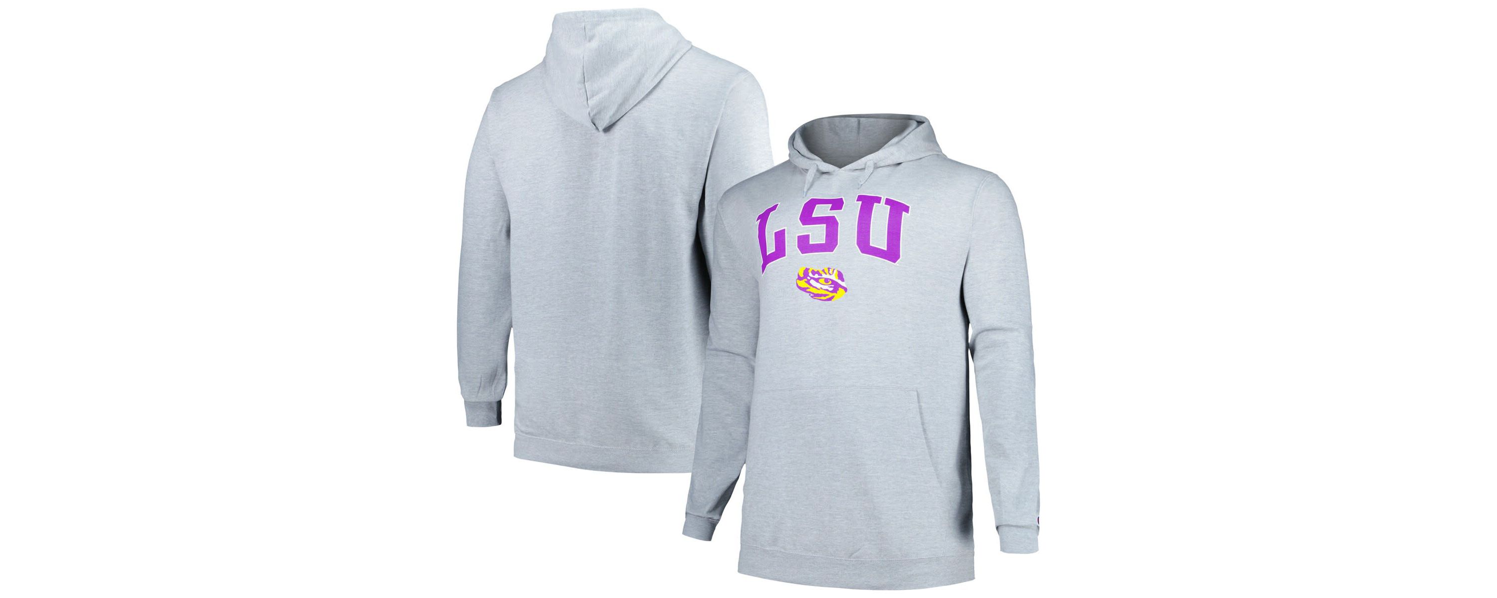 NCAA LSU Tigers Big & Tall Arch Over Logo Powerblend Pullover Hoodie