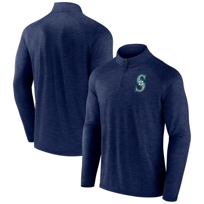 MLB Seattle Mariners Big & Tall Raglan Quarter-Zip Top