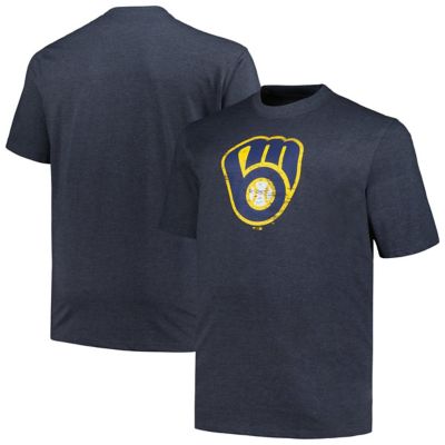 Profile Men's MLB Milwaukee Brewers Big & Tall Weathered Logo T-Shirt, Navy Blue, 4XL Tall