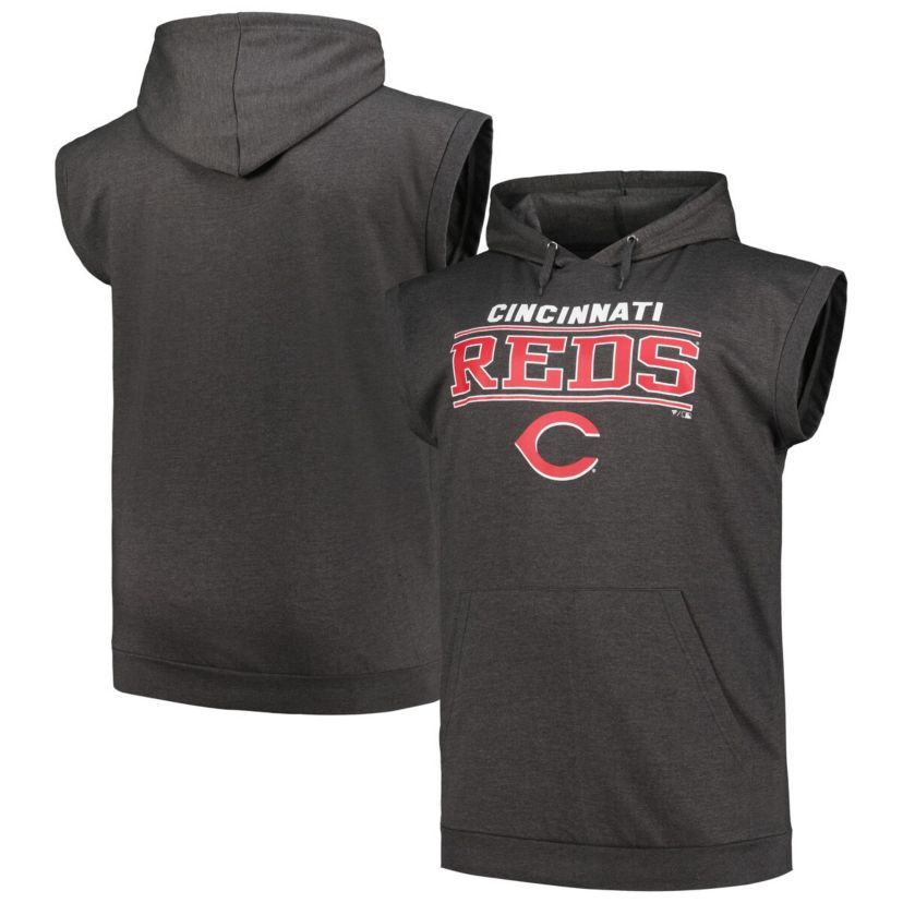 MLB Cincinnati Reds Big & Tall Muscle Sleeveless Pullover Hoodie