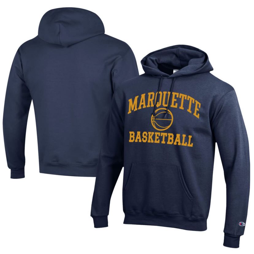 NCAA Marquette Golden Eagles Icon Logo Basketball Eco Powerblend Pullover Hoodie